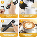 Rechargeable Coffee Beater – USB Rechargeable Powerful Milk Frother for Coffee, Cappuccino, Latte, Matcha, Hot Chocolate & Kitchen Use | High-Speed Stainless Steel Whisk Mixer