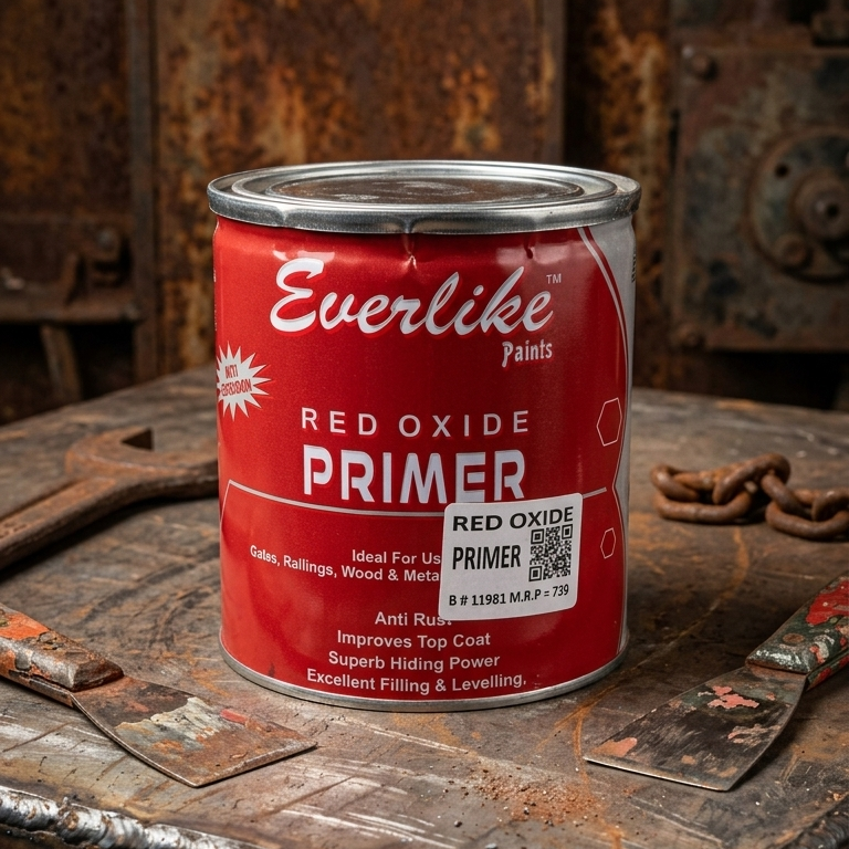 Everlike Red Oxide Primer 0.91 Liter – Anti Rust Metal & Wood Primer for Strong Base Coating