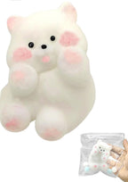 Squishy Stress Relief Funny Novelty Cute Animals Stress Relieving Fidget for Boys Girls Birthday Party Gifts Anxiety&Relaxation for Kids Teenage (White)