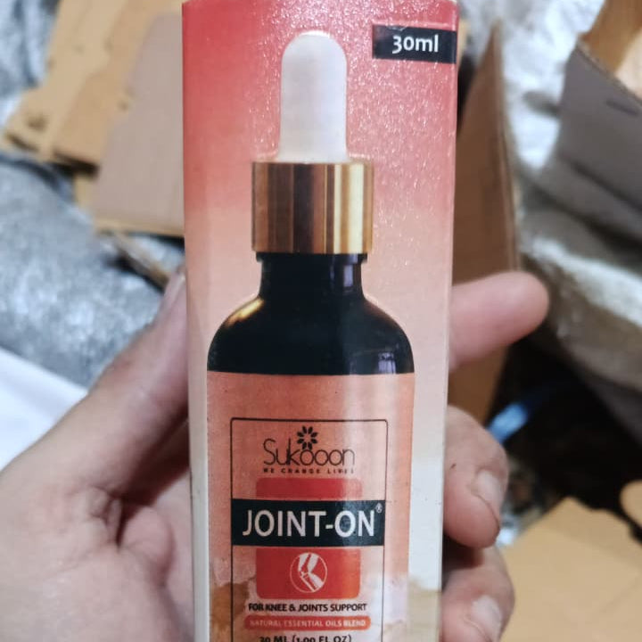Sukoon Joint On Essential Oil Blend for pain in joints, back pain, arthritis pain, knee pain, tennis elbow, strains and sprains (30ml)
