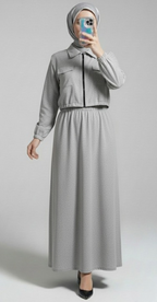 Stylish 2 Piece Set Long Frock Maxi Dress With Matching Zipper Jacket Premium Quality