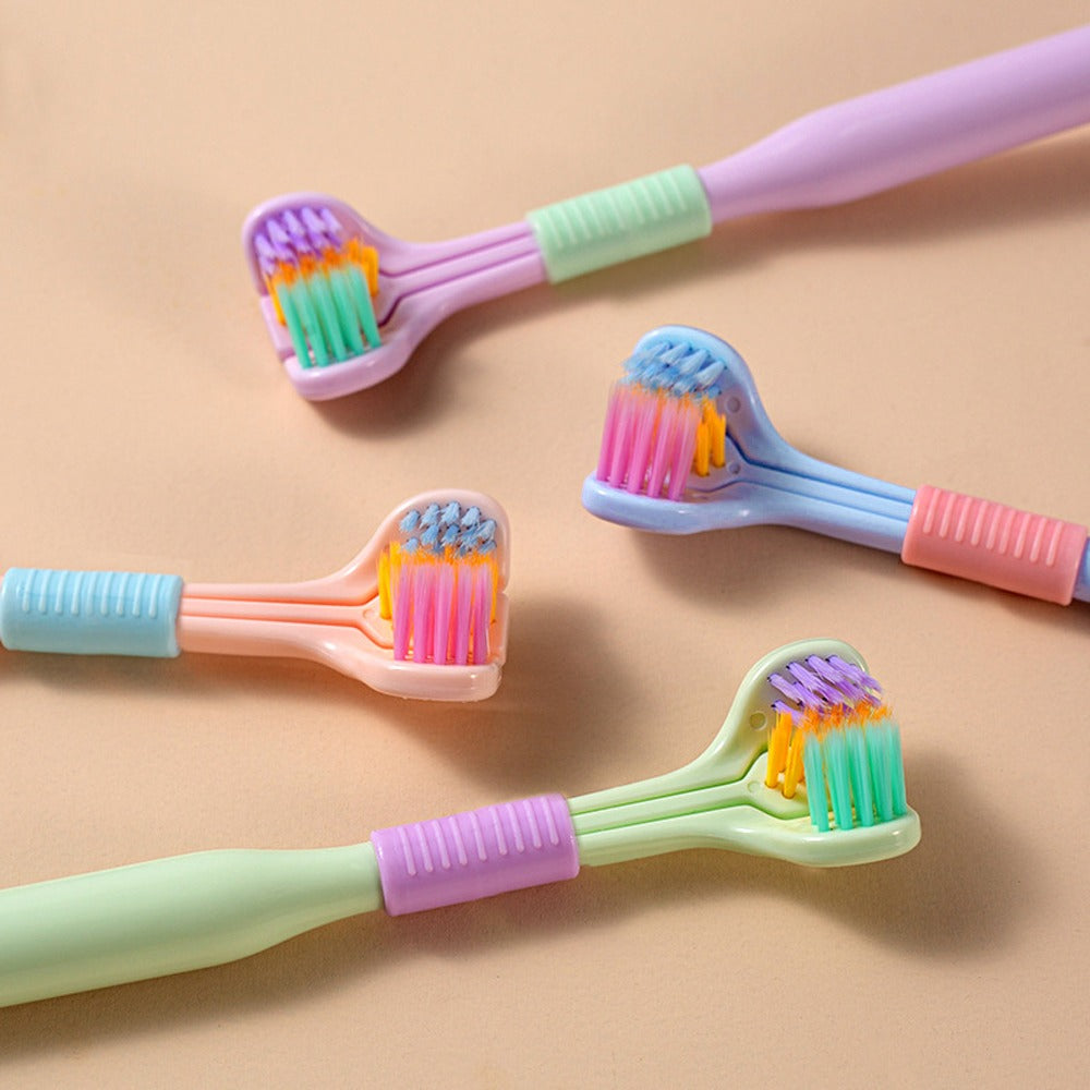 Three Sided Soft Hair Toothbrush Wrap Around Deep Cleaning Manual Toothbrush For Adults And Children Comfortable Grip