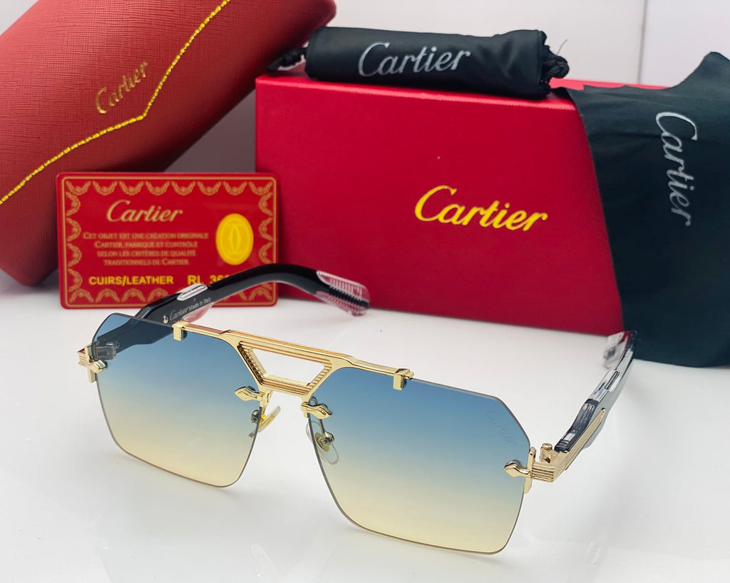 Cartier Luxury Rimless Square Sunglasses For Men And Women With Gradient UV Style Fashion Glasses