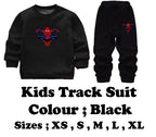 Kids Spider-Man Printed Black & Black Tracksuit Set | Winter Fleece Sweatshirt & Trouser Outfit for Boys & Girls – Warm & Trendy FOR BABY AND KIDS