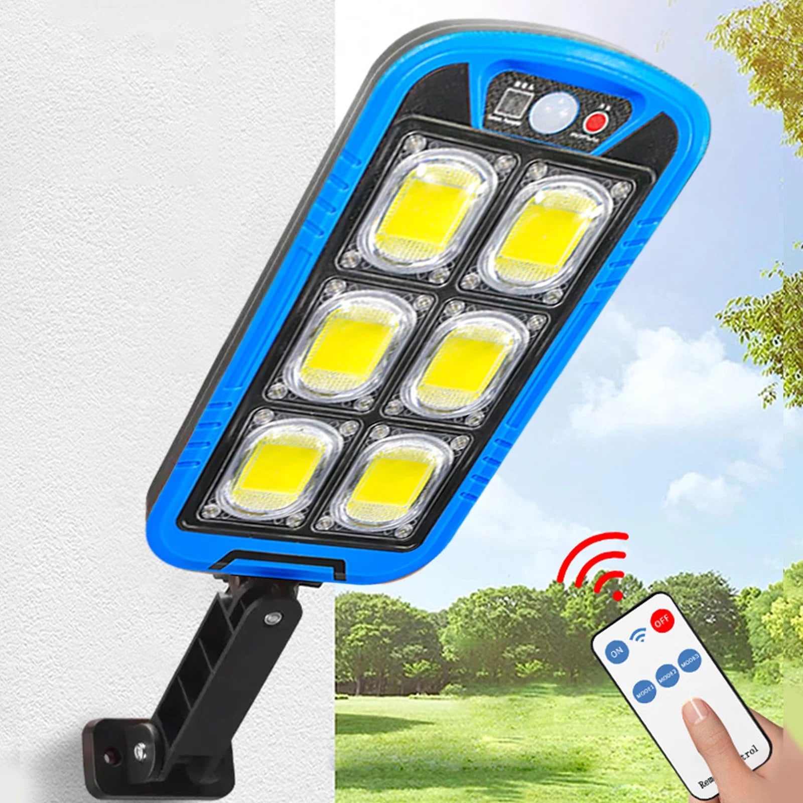Solar Street COB Light With Sensor ZB-150B | Motion Sensor Security Streetlights for Parking Lot - Remote Control (Random color)