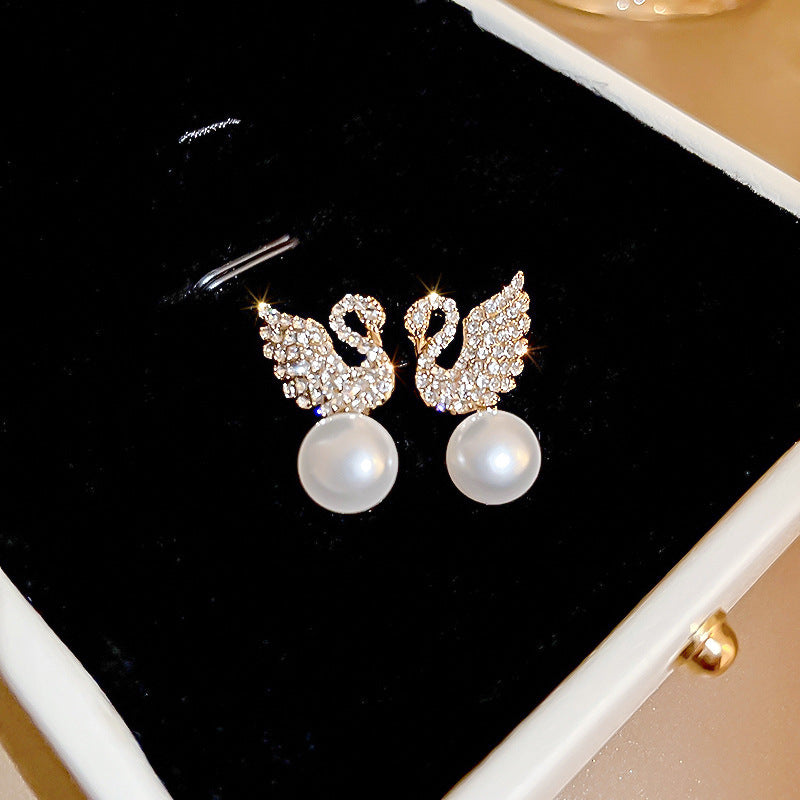 ZJE-911 Swan Pearl Earrings – Elegant Korean Style Jewellery , Stylish Accessory for Women