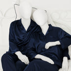 Couple Night Suit Silk Satin Pajama Set – Long Sleeve Top & Pants |  SKU: DC-C011 (4 Pcs)