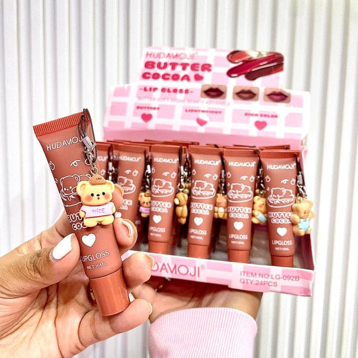 Huda Moji Cute Teddy Style Cocoa Butter High Pigmented Lip Gloss Set – Nude Shades (Pack of 2)