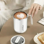 Office Cup: 500ml Double-Walled Stainless Steel Coffee Mug with Ergonomic Handle, Splash-Proof Lid, and Minimalist "Healthy Life" Aesthetic for Home & Workspace