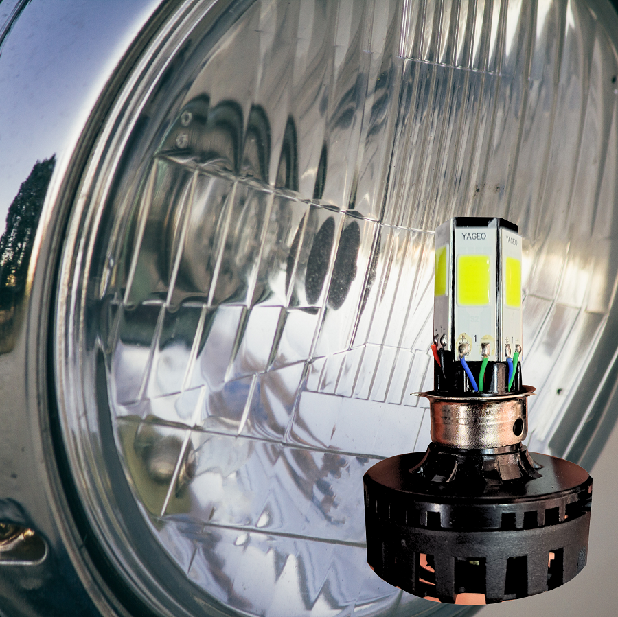 M6 LED Universal Headlight with Fan for All Bikes | universal fitting 3 function High/Low and flasher light