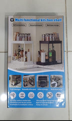 Multi-Functional Kitchen Shelf | Nail-Free Installation | Rust-Proof Carbon Steel Organizer | Waterproof & Strong Load-Bearing | Random Colour
