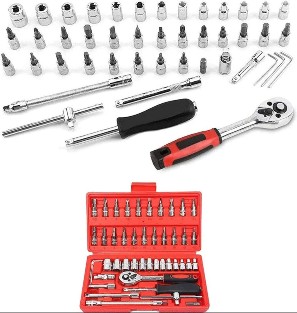 46-Piece Socket Wrench Set – Complete Ratchet & Bit Tool Kit