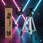 Tripod 3110 Portable Adjustable Aluminium Lightweight Camera Stand Tripod, with 3-Dimensional Head and Quick Release Plate for Video Cameras and Mobile, Black, Silver | 3110