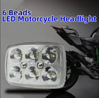 XBT-06 LED Fog Light High Motorcycle Square Headlight with Blue Mini Light for CD70 & 125cc Bikes