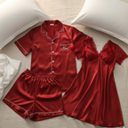 Couple Night Suit / Sleepwear Set – Stylish Nightdress & Pajama Shorts | SKU DC-C003 (3 Pcs)