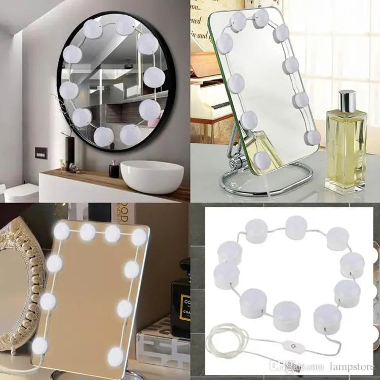 Vanity Mirror Fill Light Adjustable Luminance 3 Colors LED USB Wall Bulbs String For All Pretty 3 Colors Dimmable Vanity Light