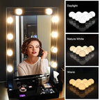 Vanity Mirror Fill Light Adjustable Luminance 3 Colors LED USB Wall Bulbs String For All Pretty 3 Colors Dimmable Vanity Light(10 Bulbs)