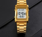 Skmei Men’s Digital Square Watch – Stainless Steel Chain, Quartz Movement, Without box