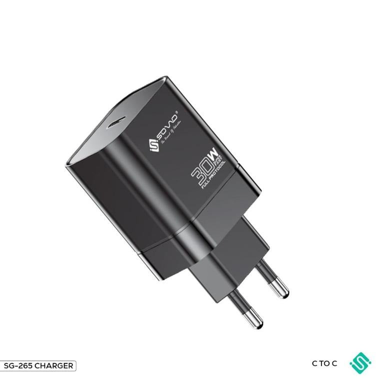 SOVO SG-265 LAZER 30W Super Fast C to C Charger – PD & QC 3.0 Type-C Adapter with Type-C Cable