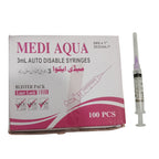 Medi Aqua 3cc Syringes – Precision, Safety & Comfort for Medical Use, Designed for Accurate Dosage, Smooth Injection & Reliable Patient Care Every Time (Pack of 100)