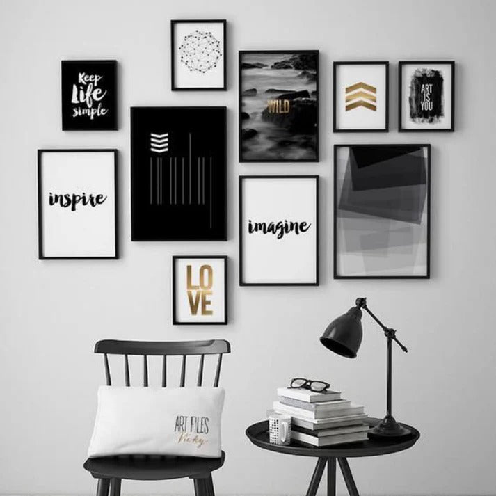 Motivational Wooden Wall Art Frame Set of 10 | Inspirational Quotes & Modern Decor Frames in Multi Sizes for Home, Office & Study Room Decoration