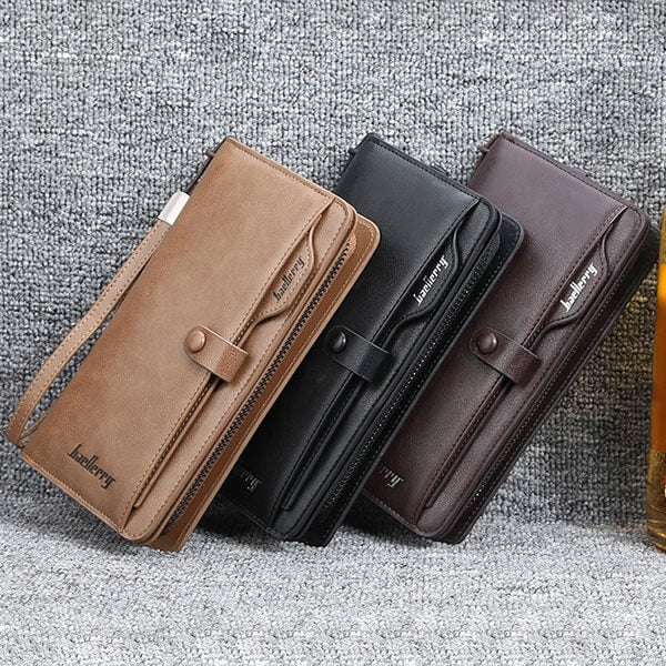 Balebaily Long Zipper Wallet for Men & Women PU Leather Wallet with 15 Card Slots Phone Pocket and Photo Window
