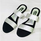 Ladies Casual & Party Wear Flat Slippers – Stylish Elastic Work Design | Comfortable Indoor & Outdoor Sandals for Women