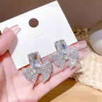ZJE-165 Sparkling Bow Shape Zircon Korean Earrings – Elegant Fashion Jewellery, Stylish Accessory for Women