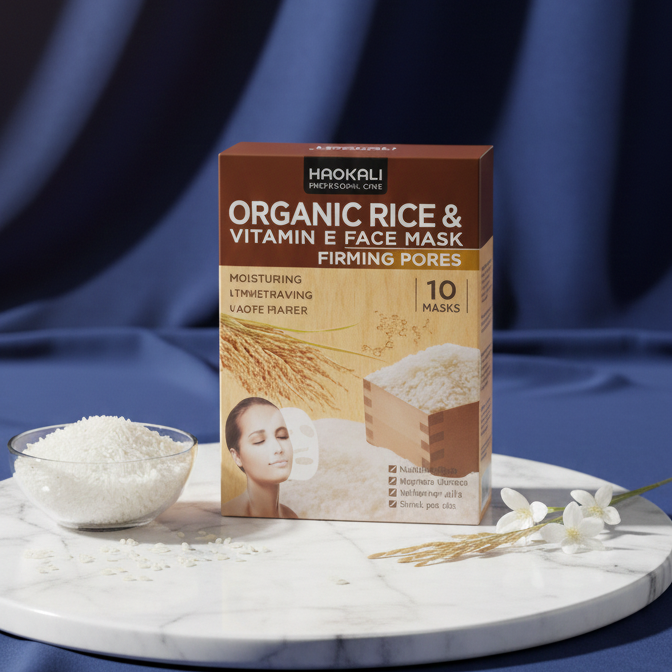 HAOKALI Professional Care Organic Rice & Vitamin E Face Mask  - Firming Pores, Nourishing, Moisturizing & Whitening Skin(pack of 10)