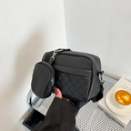Stylish Girl's Convertible Crossbody Bag - Fashion Handbags for Ladies PU Leather Polyester Waterproof Shoulder Bags With Change Purse Trending Travel Crossbody Bag - 1 Pc, Black PU Leather