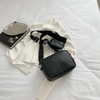 Stylish Girl's Convertible Crossbody Bag - Fashion Handbags for Ladies PU Leather Polyester Waterproof Shoulder Bags With Change Purse Trending Travel Crossbody Bag - 1 Pc, Black PU Leather