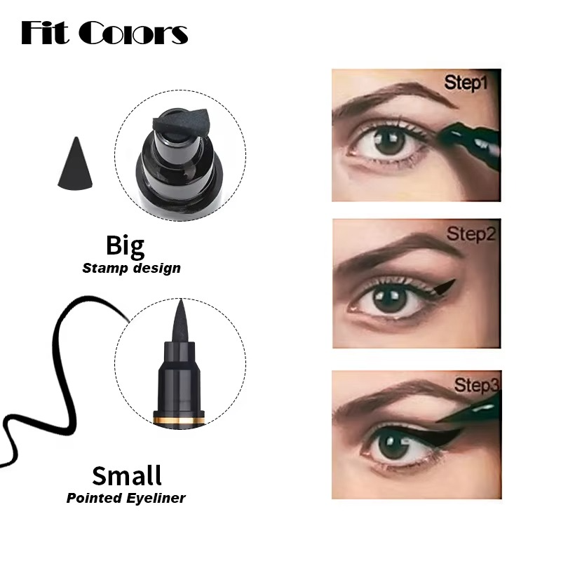 2 in 1 Winged Stamp Liquid Eyeliner Pencil Waterproof Fast Dry Lasting Black Eye Liner Pen | 2 in 1 Fit Colors Eyeliner For Girls | Eyeliner Pen 