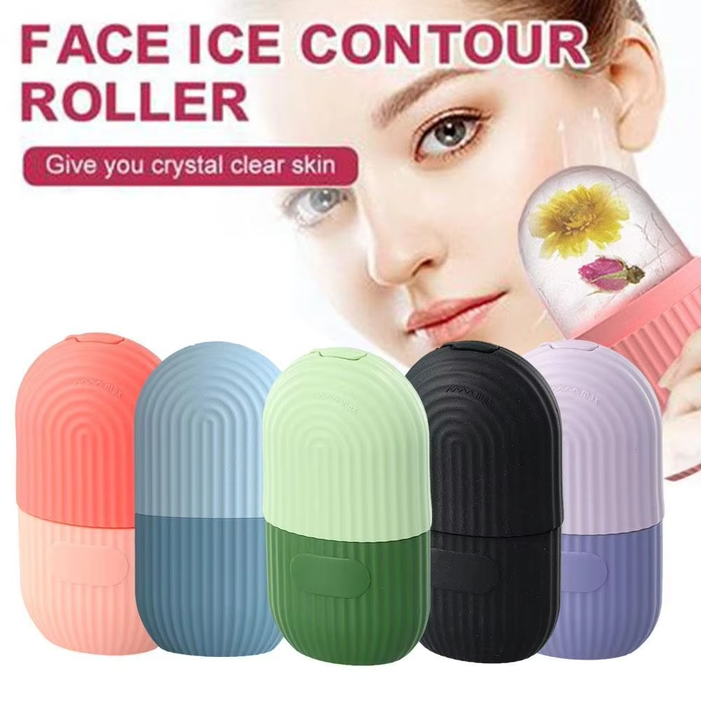 Ice Roller Facial Massager | Silicone Cleansing Ice Lattice | Ice Cube Roller with Scrub (Random Color)