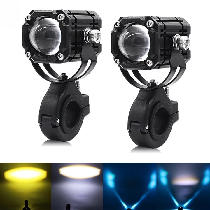 Universal Motorcycle LED Auxiliary Headlight – High/Low Beam Super Bright Fog &amp; Driving Light with Waterproof IP65 Spotlight for All Bikes and Weather Conditions