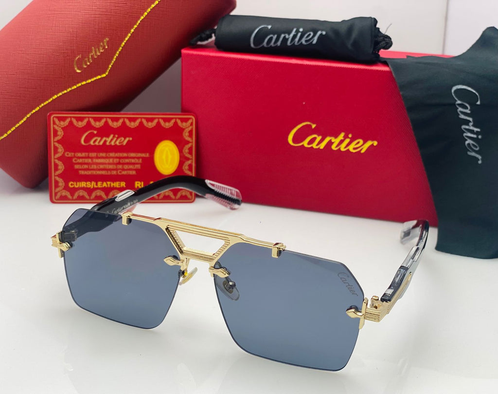 Cartier Luxury Rimless Square Sunglasses For Men And Women With Gradient UV Style Fashion Glasses