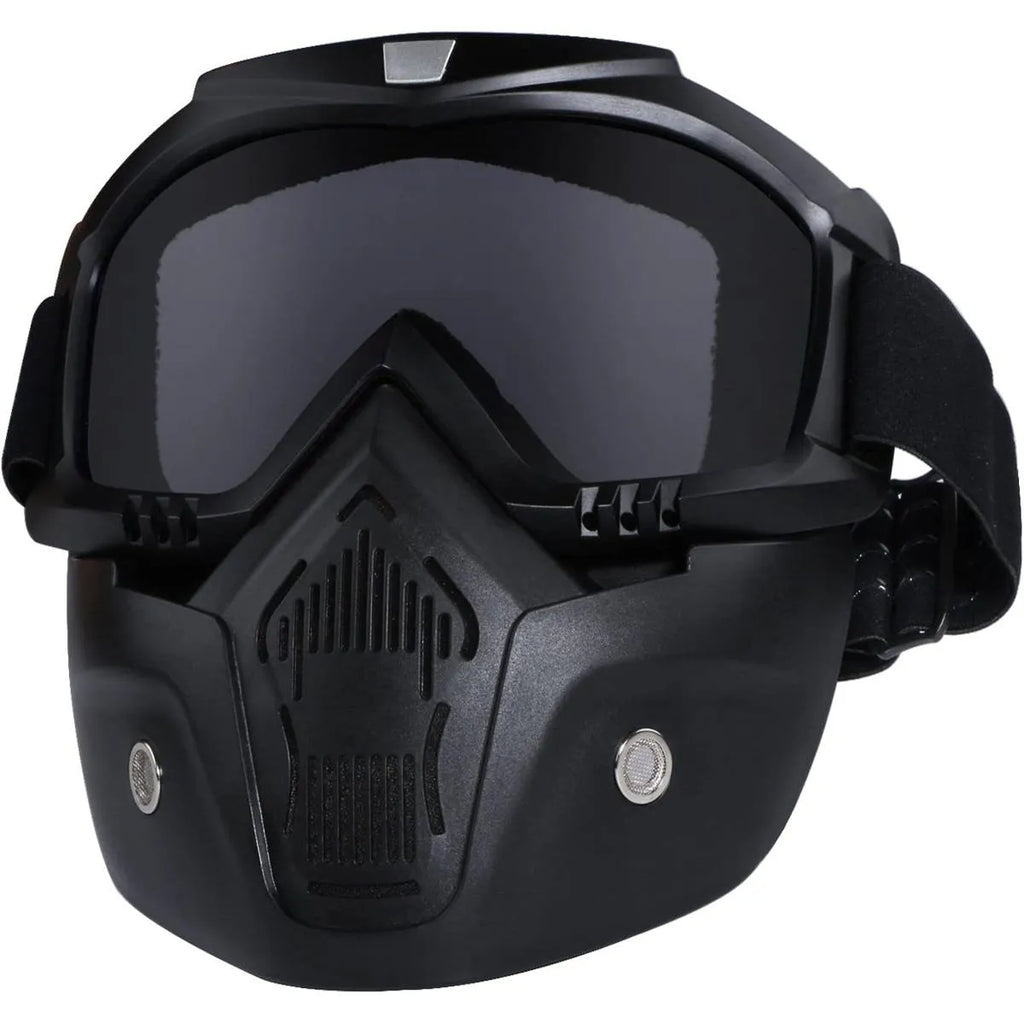 Motorcycle Goggles with Removable Full Face Mask Riding Glasses Dirt Bike ATV Motocross Detachable Eyewear (Random glass Shade)