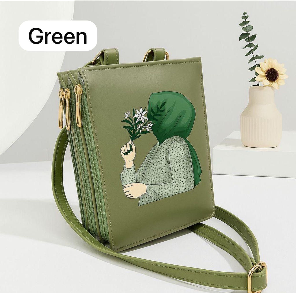 Elegance in Bloom: Illustrated Crossbody Mobile Wallet & Organizer