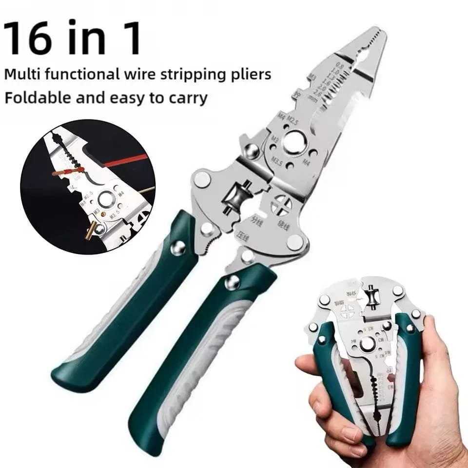 16 In 1 Plier Durable Strong Reliable Multi Functional Compact And Versatile Iron Tool With Multicolor Finish