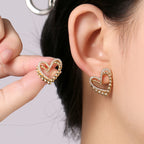 ZJE-164 Heart Shape Double Korean Earrings – Elegant Fashion Jewellery, Stylish Accessory for Women