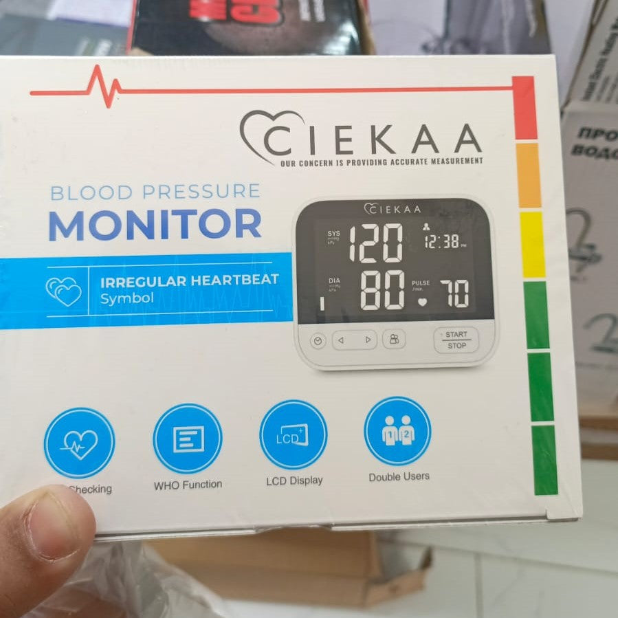 CIEKAA Blood Pressure Monitor | Automatic Digital BP Machine | Home Use with Cuff 22–42 cm & Memory