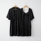 Premium Satin Silk Couple Gown Set (3 Pcs) – Elegant Matching Nightwear for Men & Women | Free Size | SKU: DC-C006