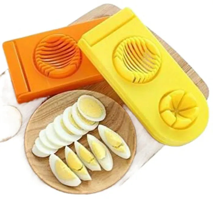 2-in-1 Egg Cutter & Slicer – Boiled Egg Slicing Machine with Stainless Steel Cutting Wires, Kitchen Cooking Tool | Random Color