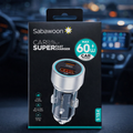 Sabawoon S134 60W Original Car Charger Adapter – PD + USB Dual Port Fast Charging for All Mobile Phones