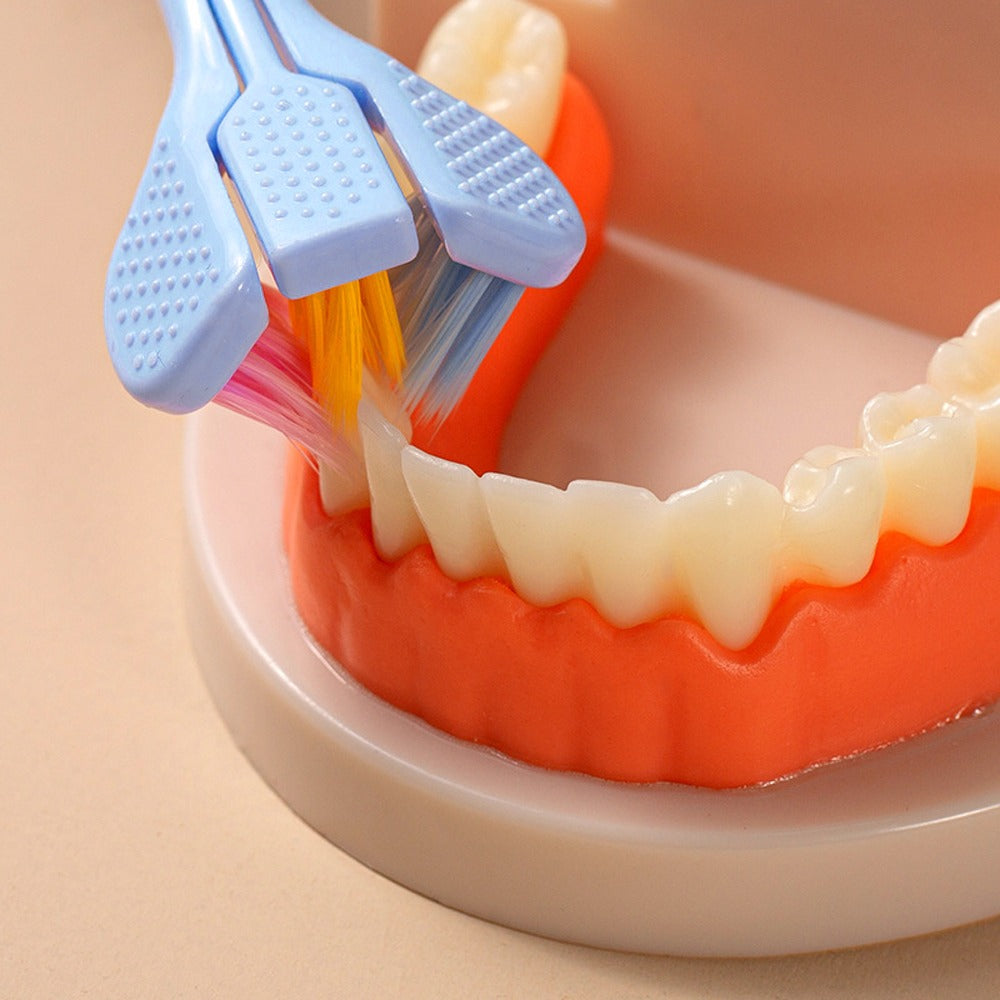 Three Sided Soft Hair Toothbrush Wrap Around Deep Cleaning Manual Toothbrush For Adults And Children Comfortable Grip