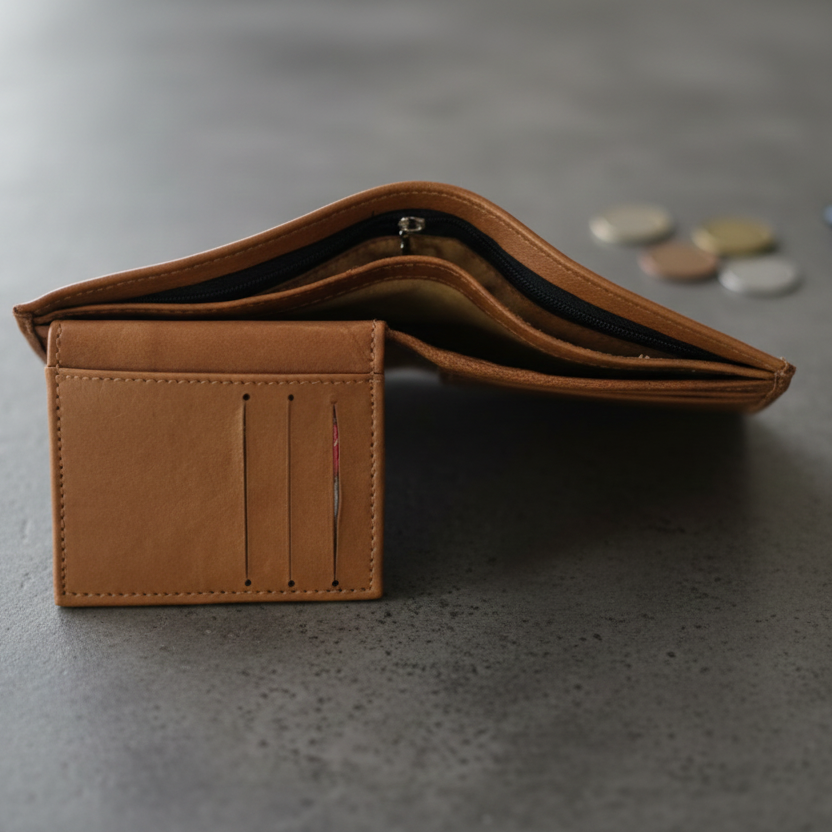 Leather Bifold Wallet With Extra Card Holder Insert For Convenient Storage And Classic Style
