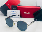 Prada Round Metal Frame Sunglasses For Men And Women With Stylish Tinted Lenses