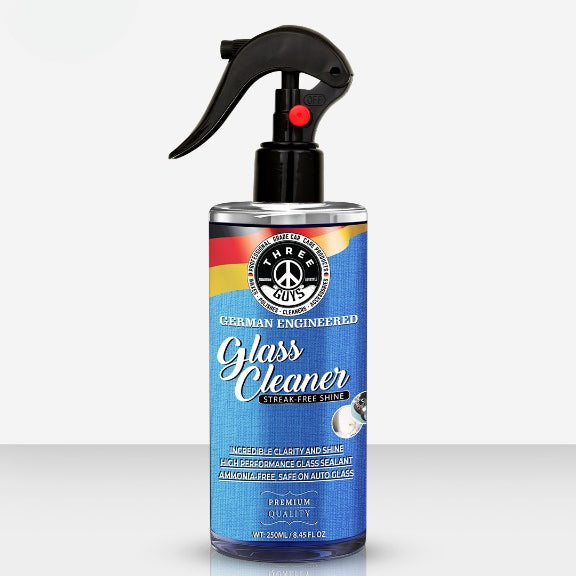 THREE GUYS Glass Cleaner Spray 250ml | Streak-Free Shine for Car & Home | German Engineered Auto Glass & Window Cleaner