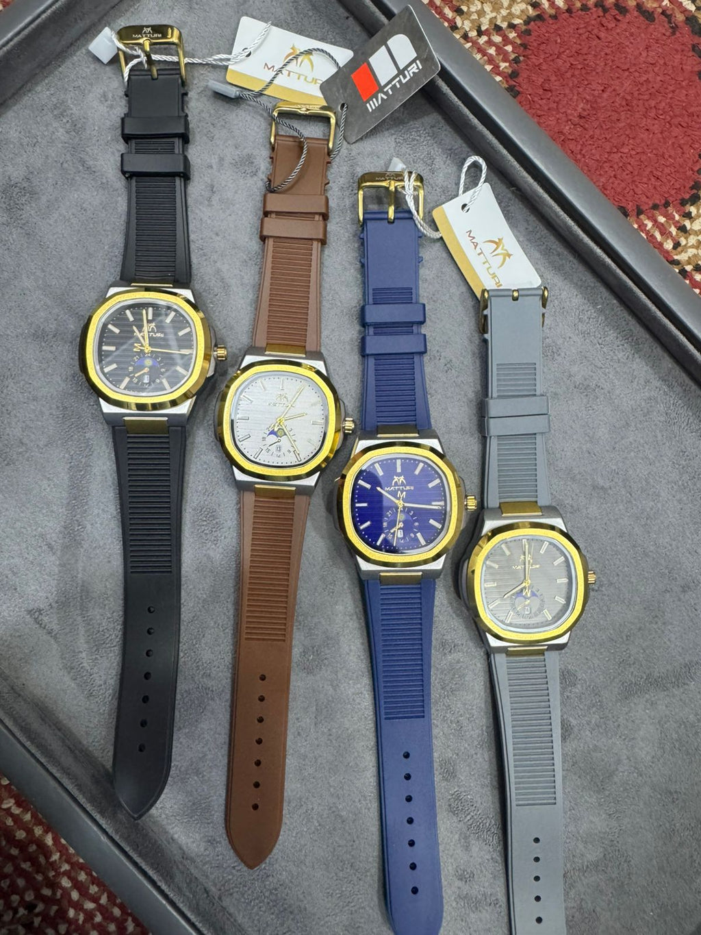 Matturi Fashion Luxury Sports Wristwatch Gold Plated Case Silicone Rubber Strap Non Waterproof Without Box