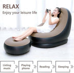 Luxury Inflatable Lounge Chair with Ottoman Modern Air Sofa Set for Living Room & Bedroom - With Air Compressor