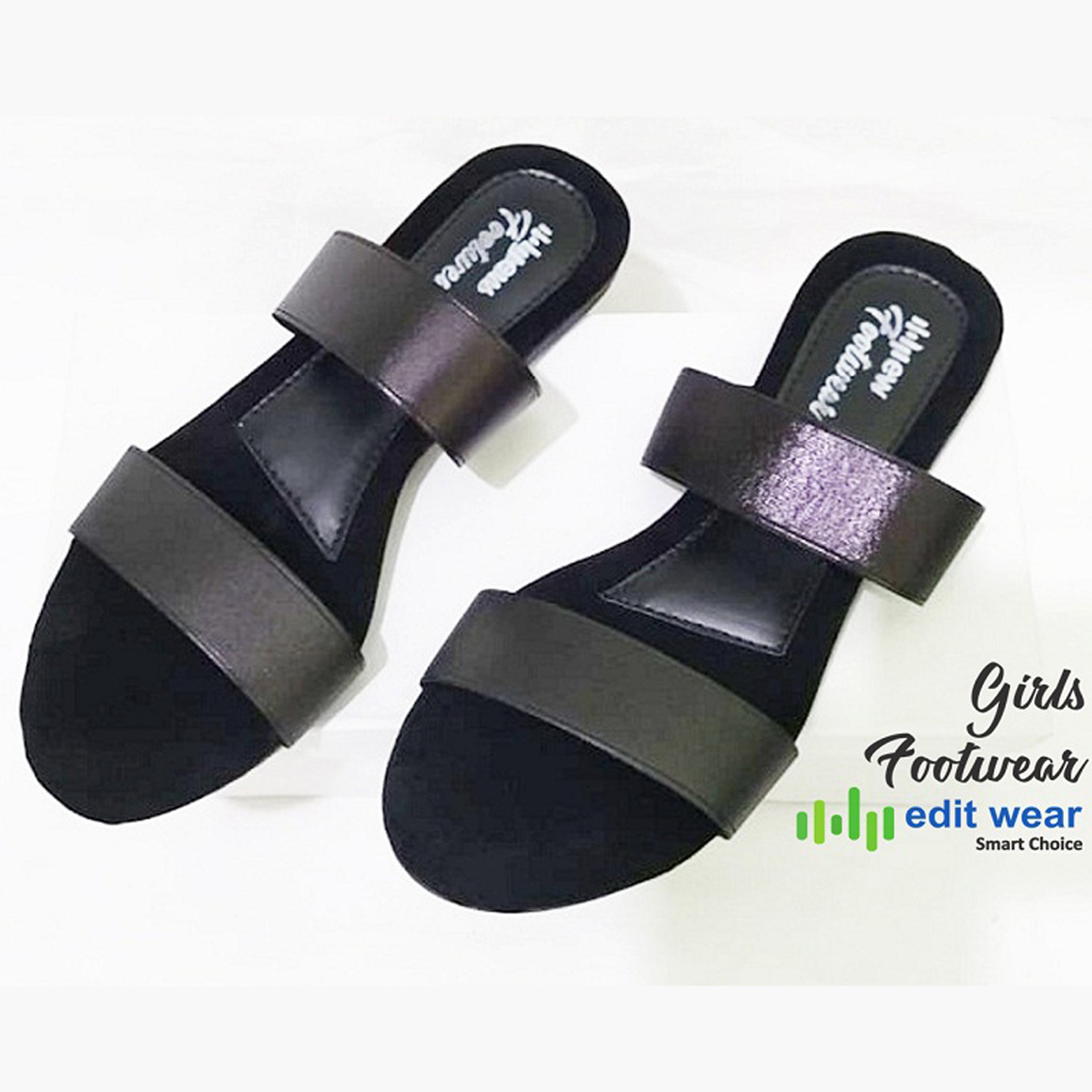 Ladies Casual & Party Wear Flat Slippers – Stylish Elastic Work Design | Comfortable Indoor & Outdoor Sandals for Women